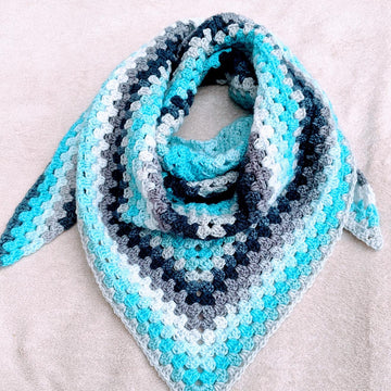 Aquamarine Joy Triangle Crochet Shawl