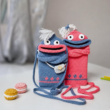 Funny monster small phone pouch crossbody bag crochet pattern T41