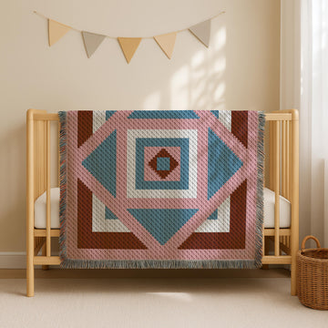 Kaleidoscope Blanket Labyrinth Throw Pink Mosaic Toddler C2C CROCHET PATTERN