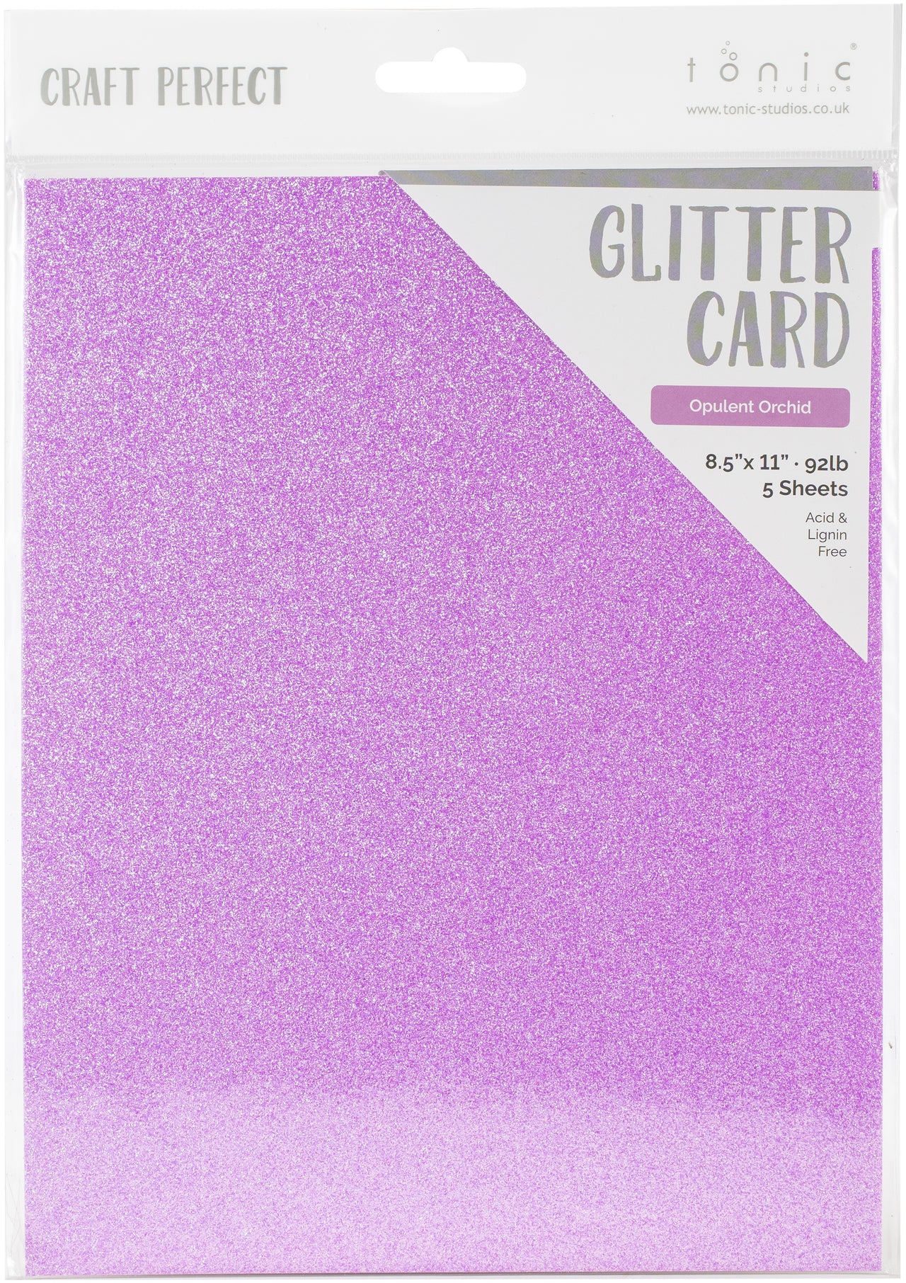 Tonic Studios Craft Perfect Glitter Cardstock 8.5"X11" 5/Pkg - Opulent Orchid