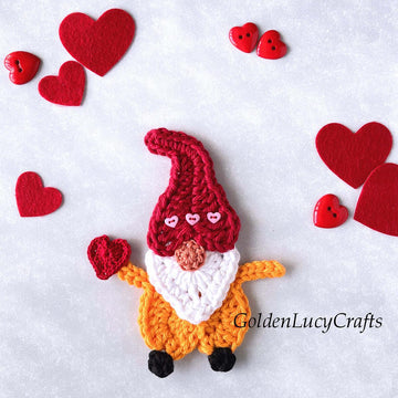 Crochet Valentine's Day Gnome Applique