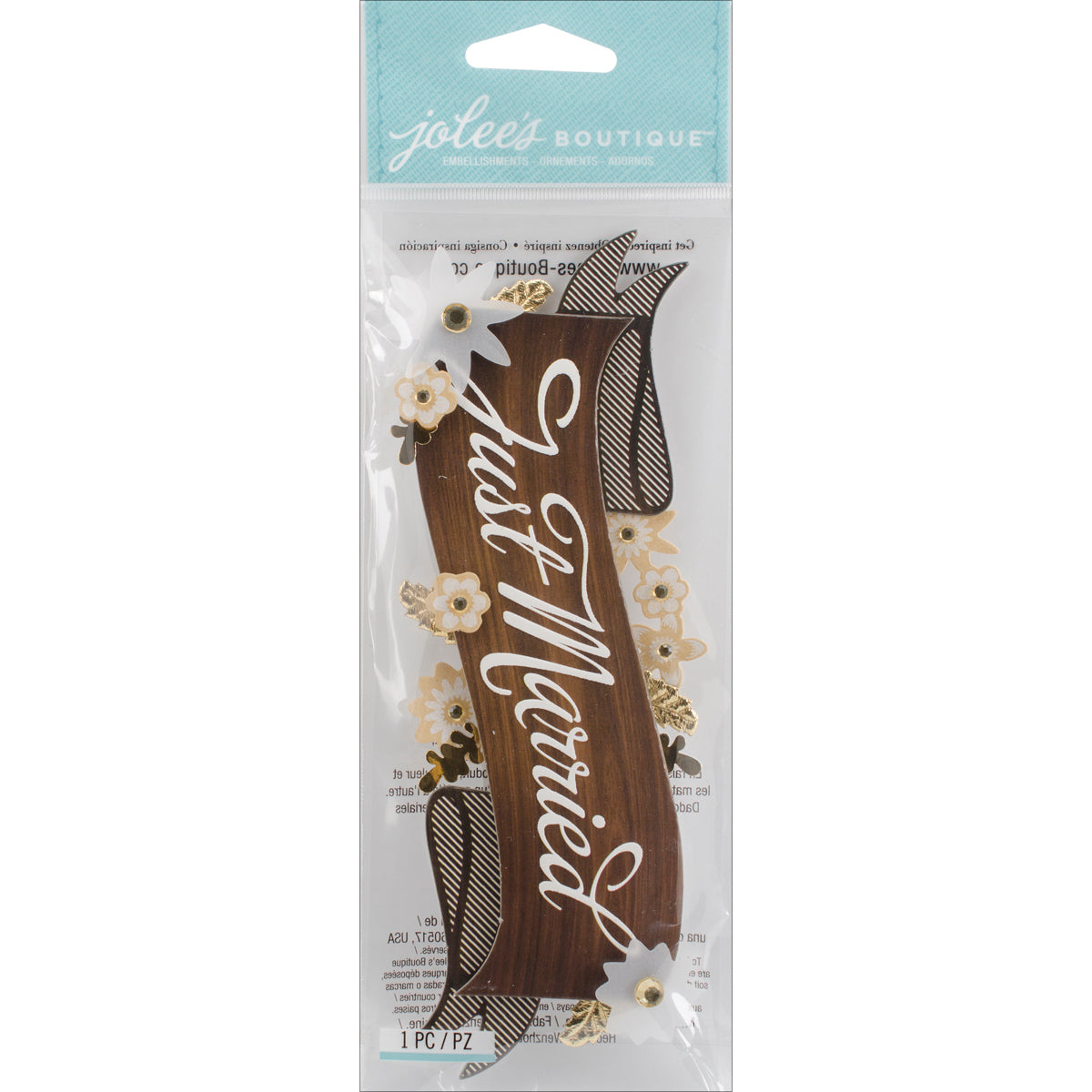 Jolee's Boutique Title Waves Dimensional Stickers - Just Married