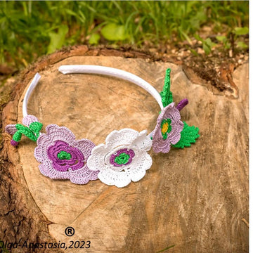 Headband with flowers crochet