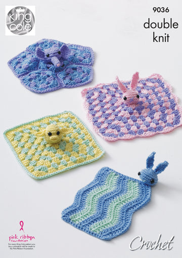 Baby Comfort Blankets in King Cole Cherished DK - 9036pdf - Downloadable PDF