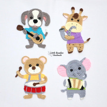 Animal Music Band Applique Set