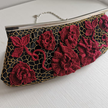 Irish crochet lace bag (clutch)décor