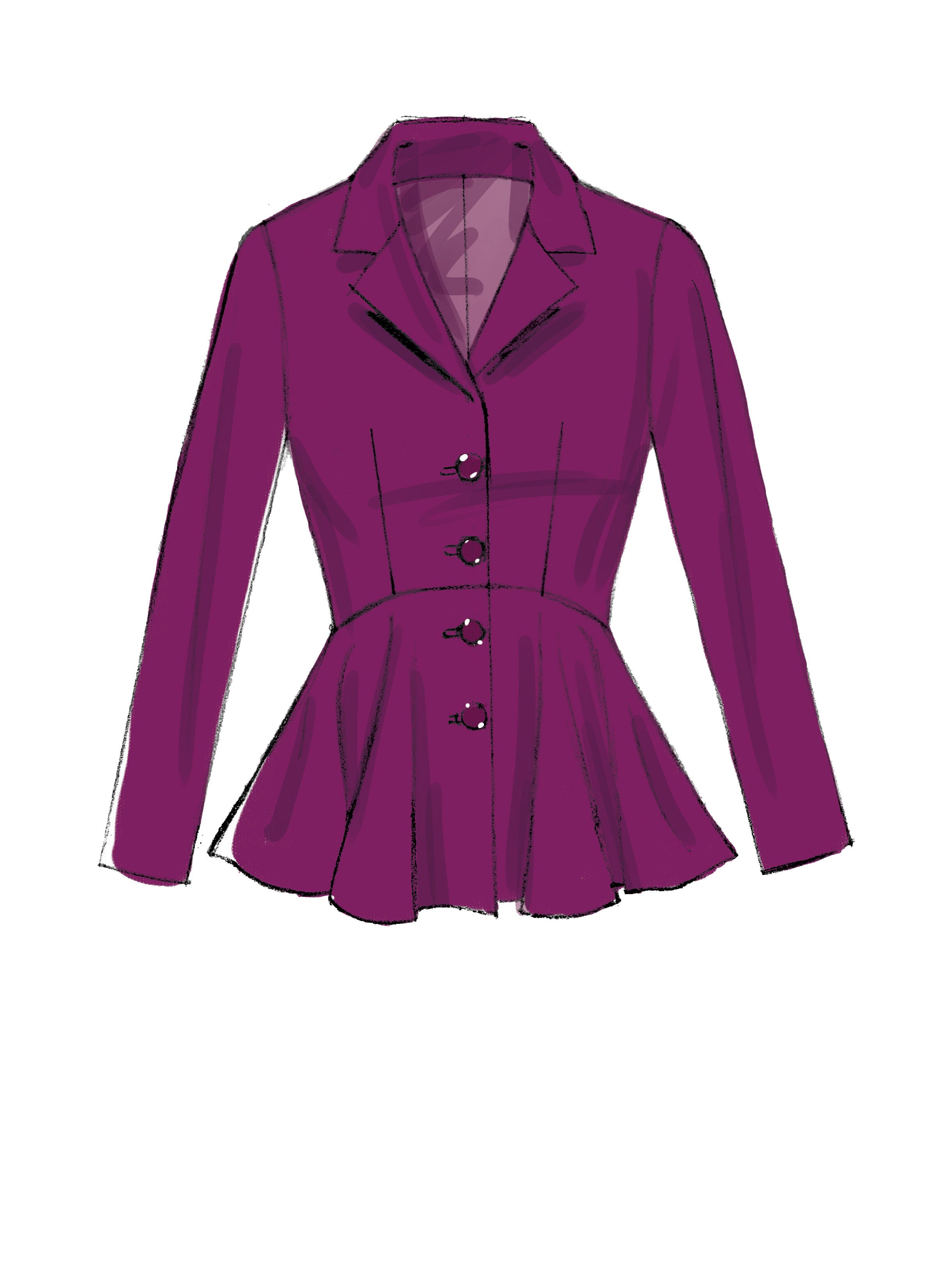 McCall's Misses' Notch-Collar, Peplum Jackets M7513 - Sewing Pattern