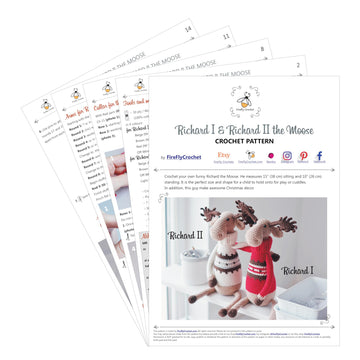 Richard the Moose Crochet Pattern, Reindeer Amigurumi Toy