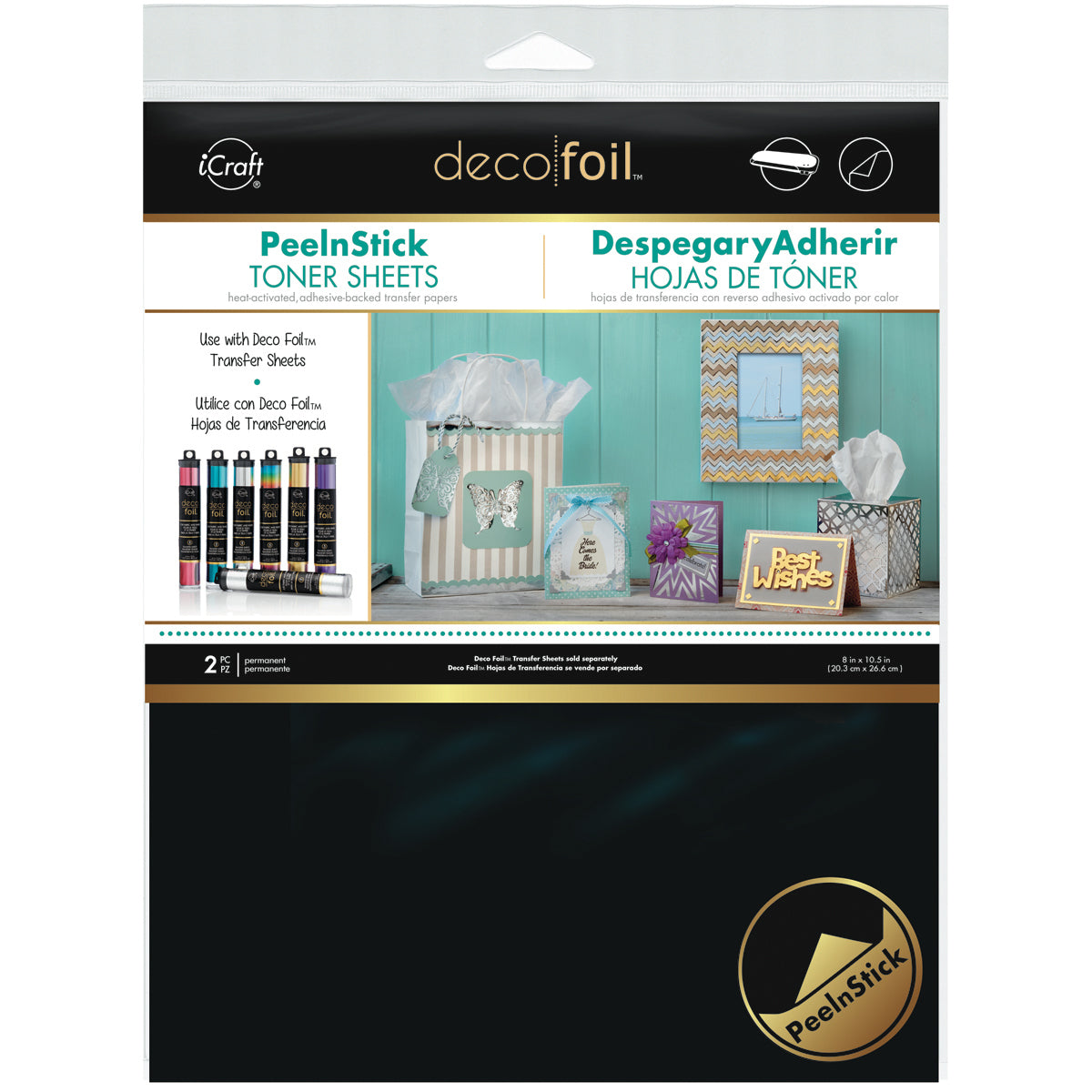 Therm O Web Deco Foil Peel N Stick Toner Sheets 8"X10" 2/Pkg - 523620