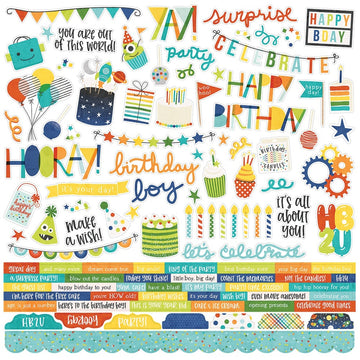 Simple Stories Birthday Blast Cardstock Stickers 12"X12" - Combo