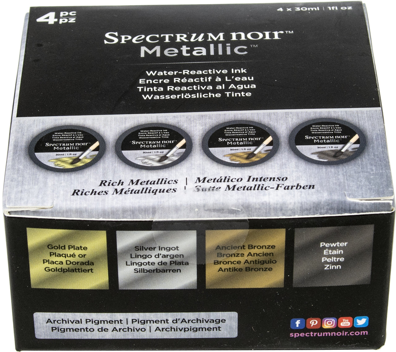 Crafter's Companion Spectrum Noir Metallic Inks 1oz 4/Pkg - Rich Metallics