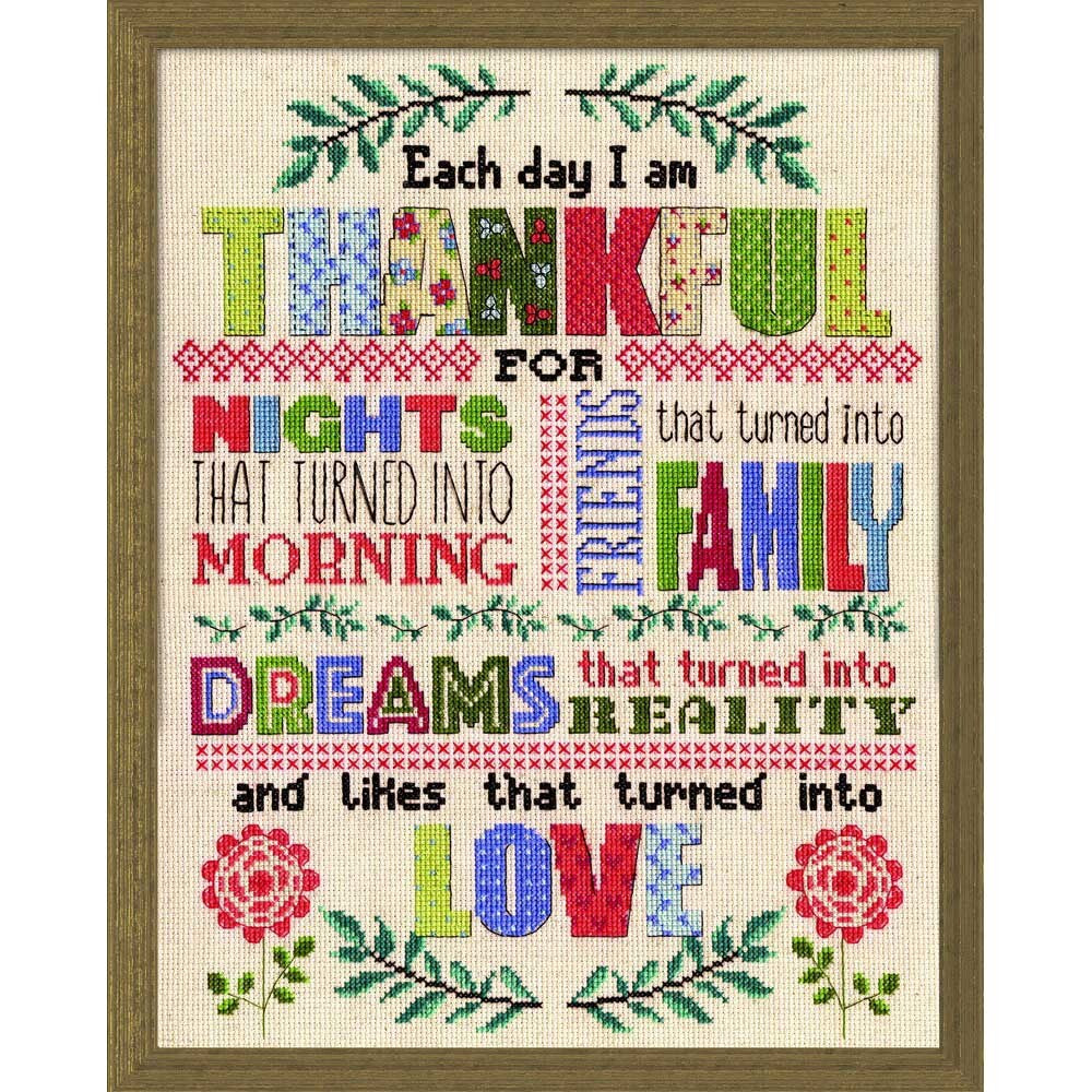 Design Works Thankful Cross Stitch Kit - 28cm x 35cm