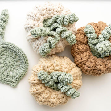 Crochet Pumpkin with Leaf Coasters