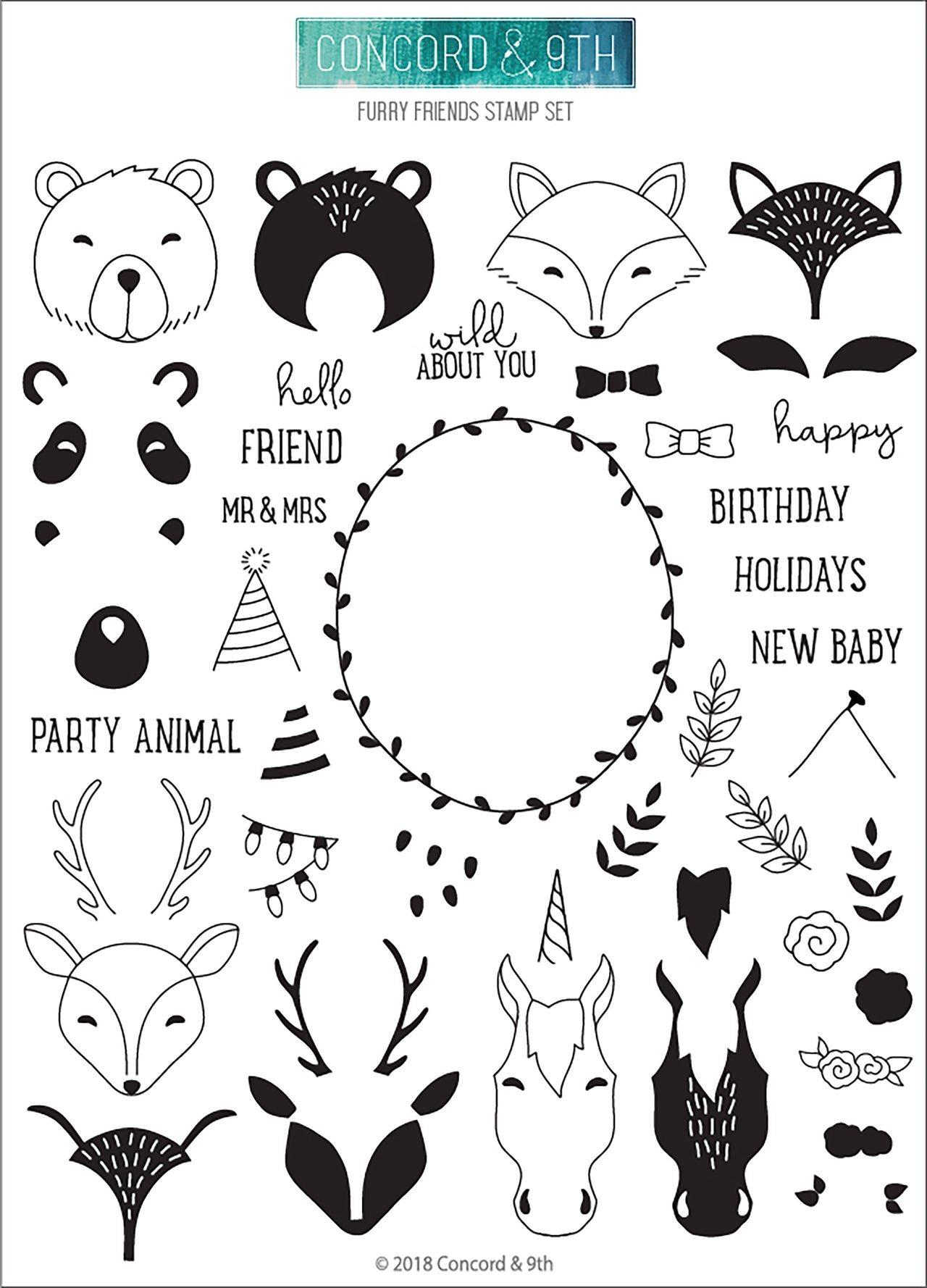 Concord & 9th Clear Stamps 6"X8" - Furry Friends