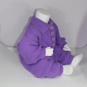 Baby Aran Button Up Moss Stitch Collar Onesie