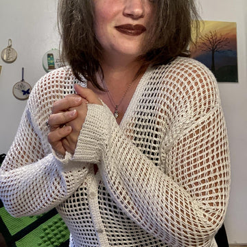 Tunisian Mesh Faux Cardigan