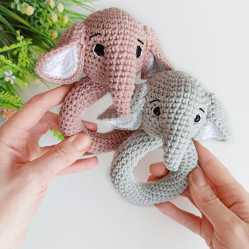 Crochet elephant baby rattle