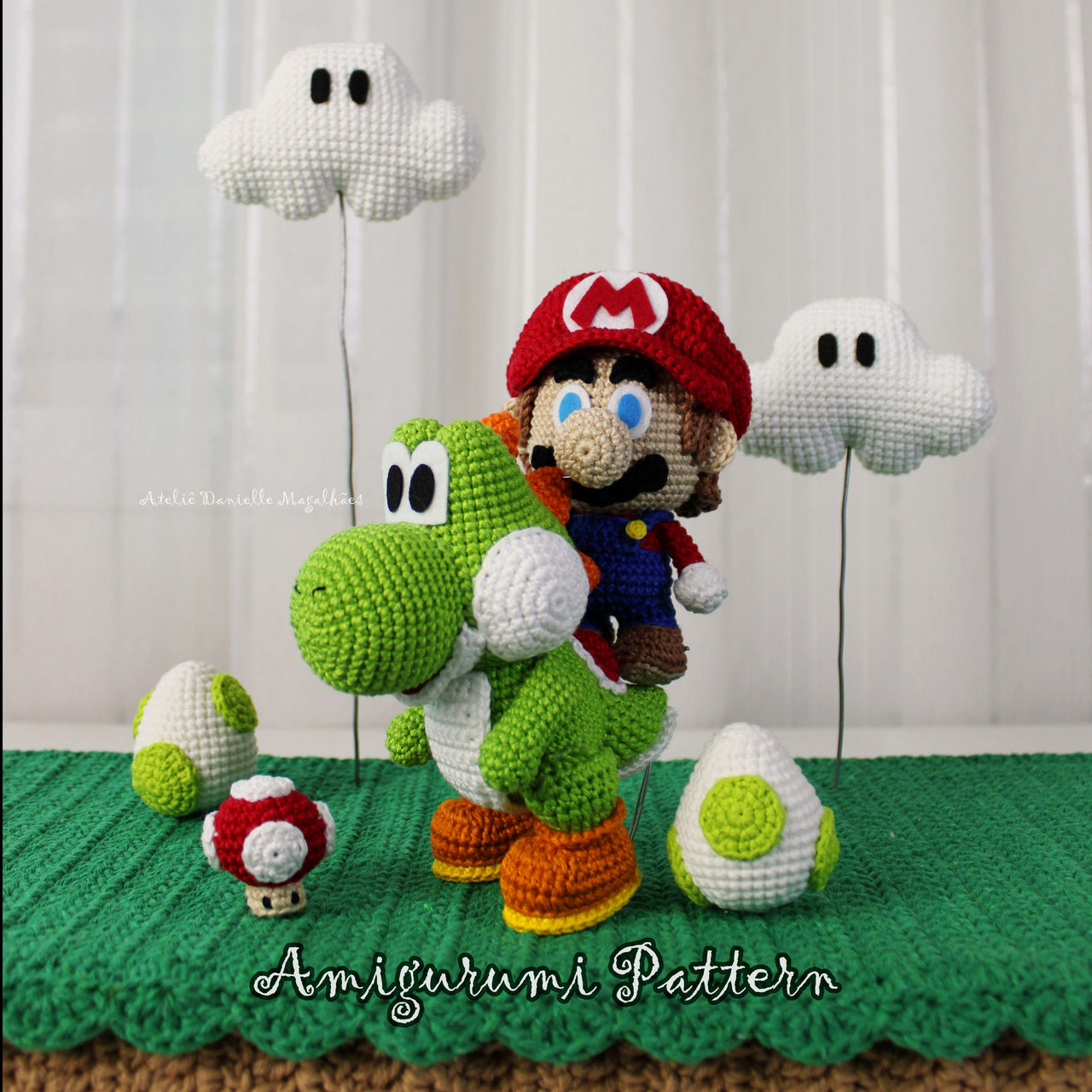 Mario & Yoshi – Chibi Amigurumi Crochet Pattern Bundle PDF | Bonus Egg, Mini Mushroom & Fire Flower