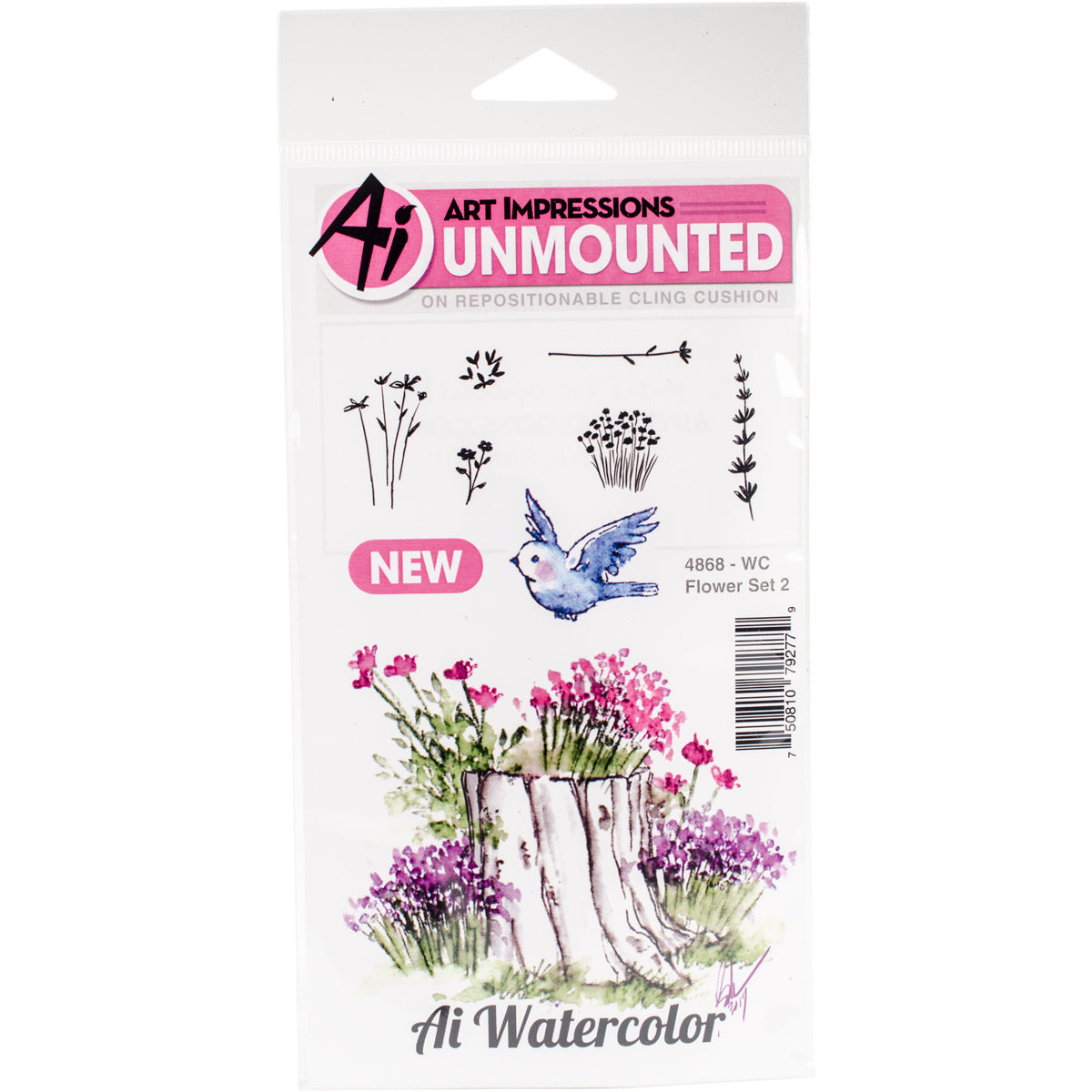 Art Impressions Watercolor Cling Rubber Stamps - Flower 2