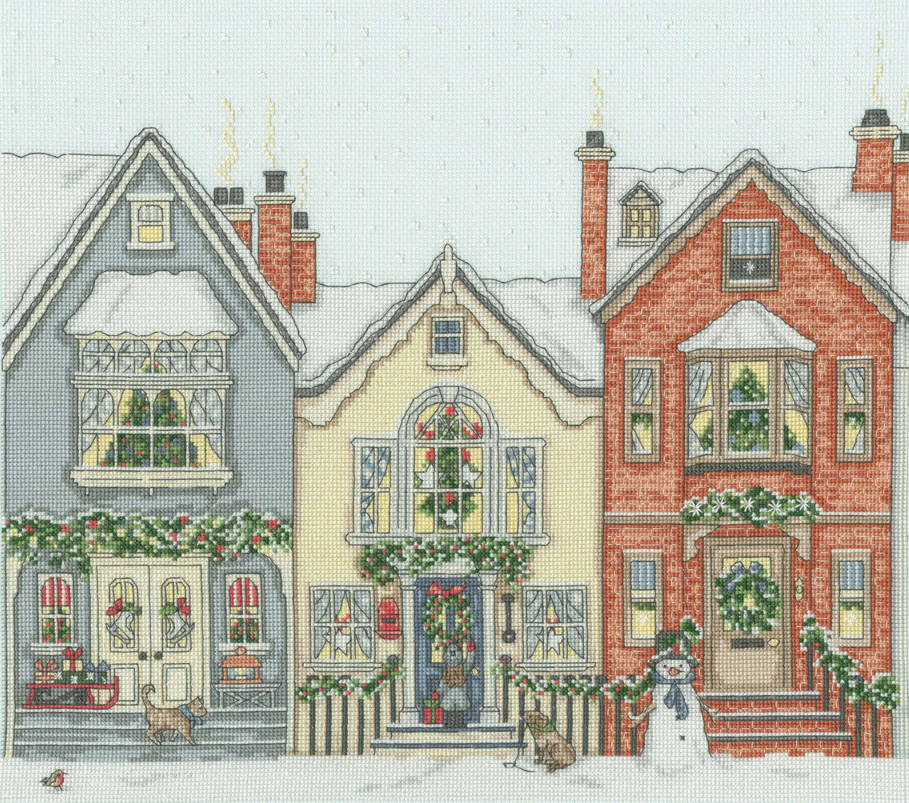 Bothy Threads Snowy Street Cross Stitch Kit - 35 x 31cm