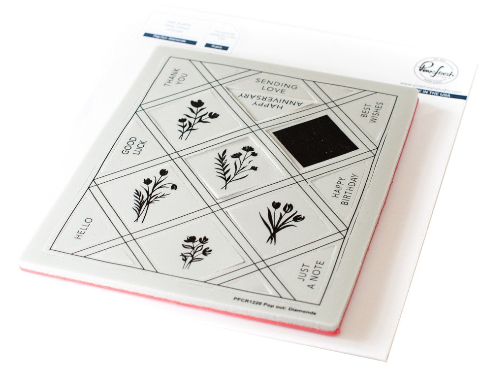 Pinkfresh Studio Cling Rubber Background Stamp Set A2 - Pop-Out Diamonds