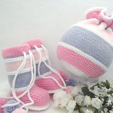 Knitting Baby Set Baby Girl Hat and Booties by Elena Mitchell