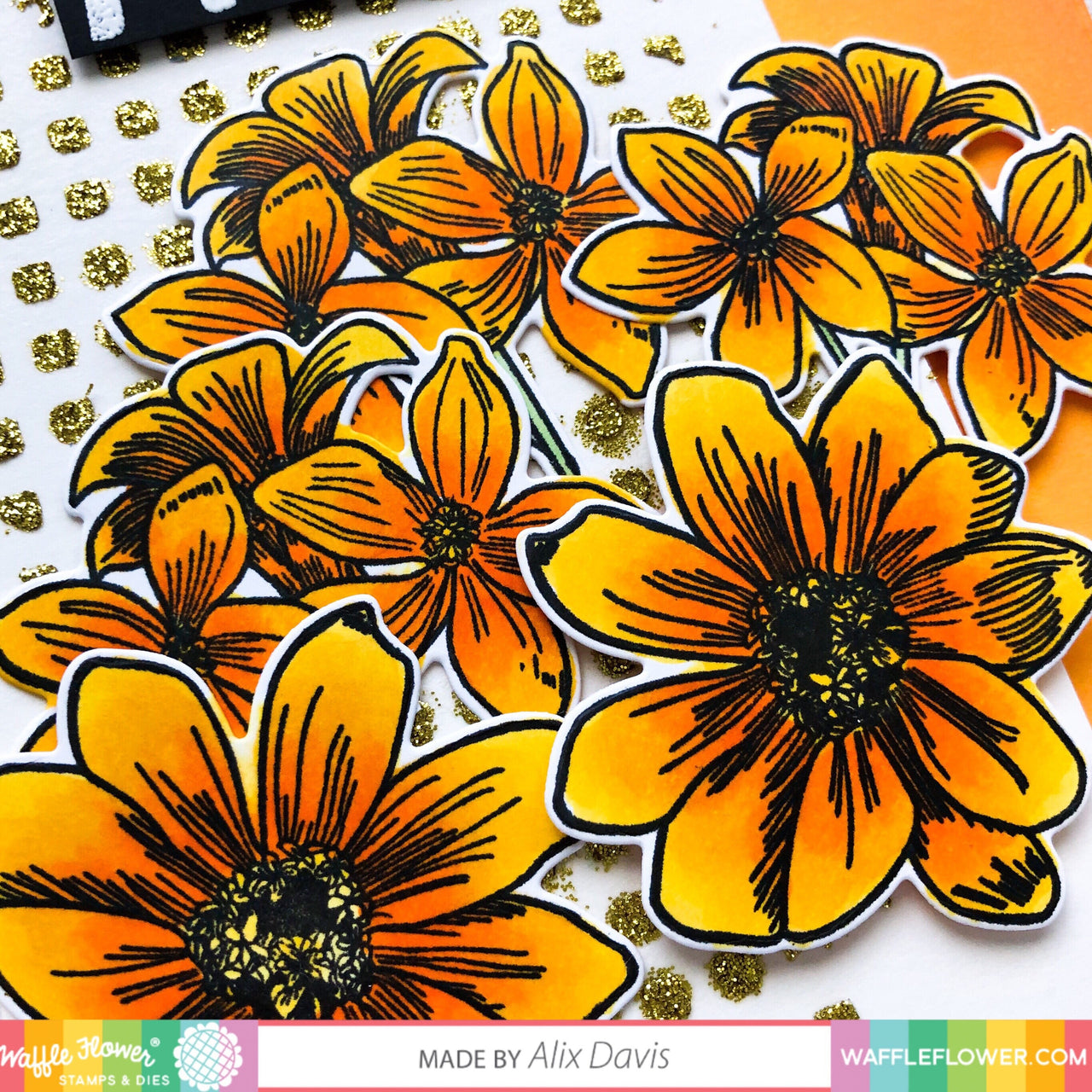 Waffle Flower Crafts Clear Stamp 5"X7" - Zinnia