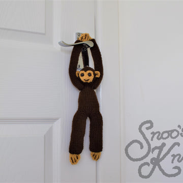 Hanging Monkey Chimpanzee Toy Two Sizes Knitting Pattern Snoo's Knits – Pattern Only