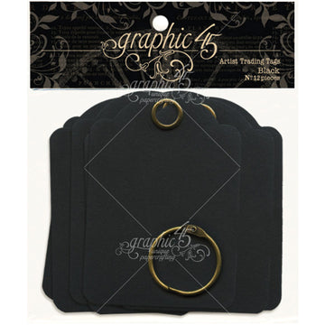 Graphic 45 Staples Artist Trading Tag Album 3.5"X2.5" - Black