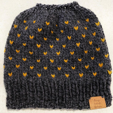 Messy Bun Beanie fair isle
