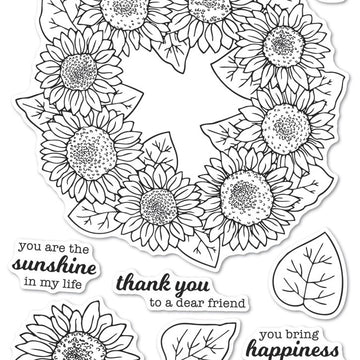 Memory Box Clear Stamps - Sunflower Wreath