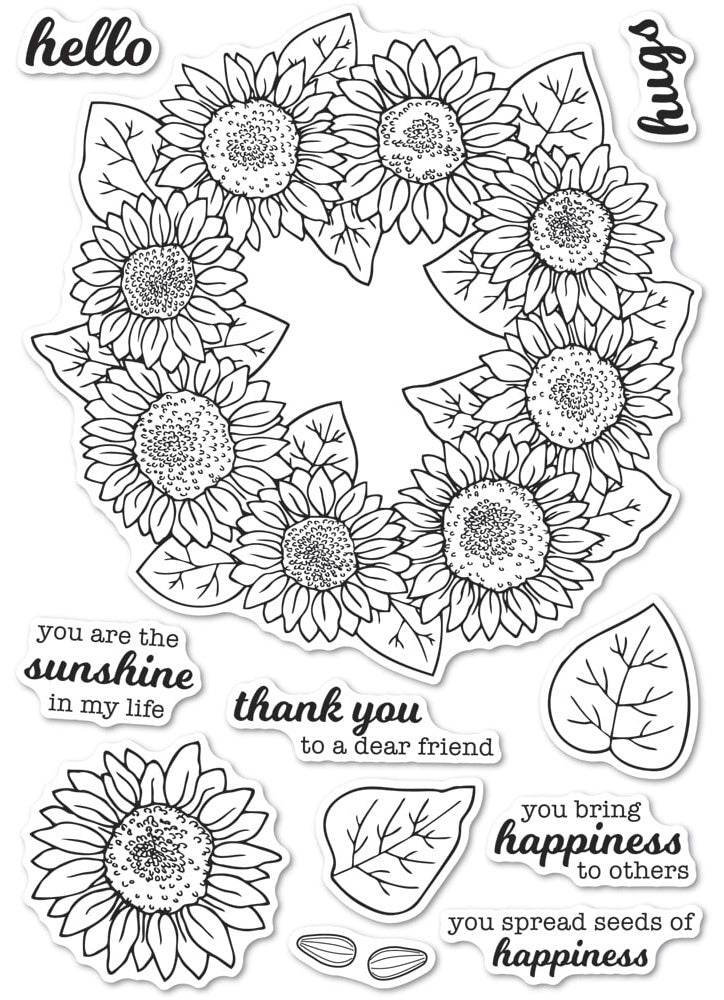 Memory Box Clear Stamps - Sunflower Wreath