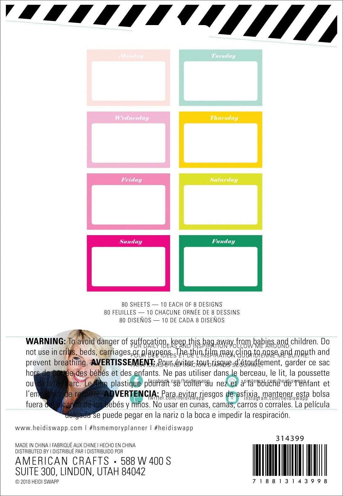 American Crafts Heidi Swapp Memory Planner Sticky Notes 8/Pkg - Color Fresh
