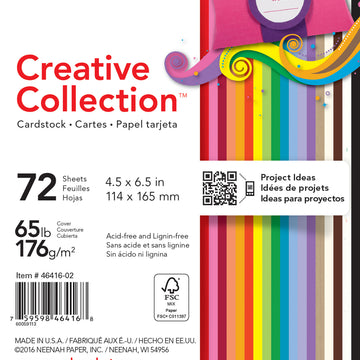 Neenah Paper Neenah Creative Collection Cardstock Pack 4.5"X6.5" 72/Pkg - 18 Bold & Vivid Colors