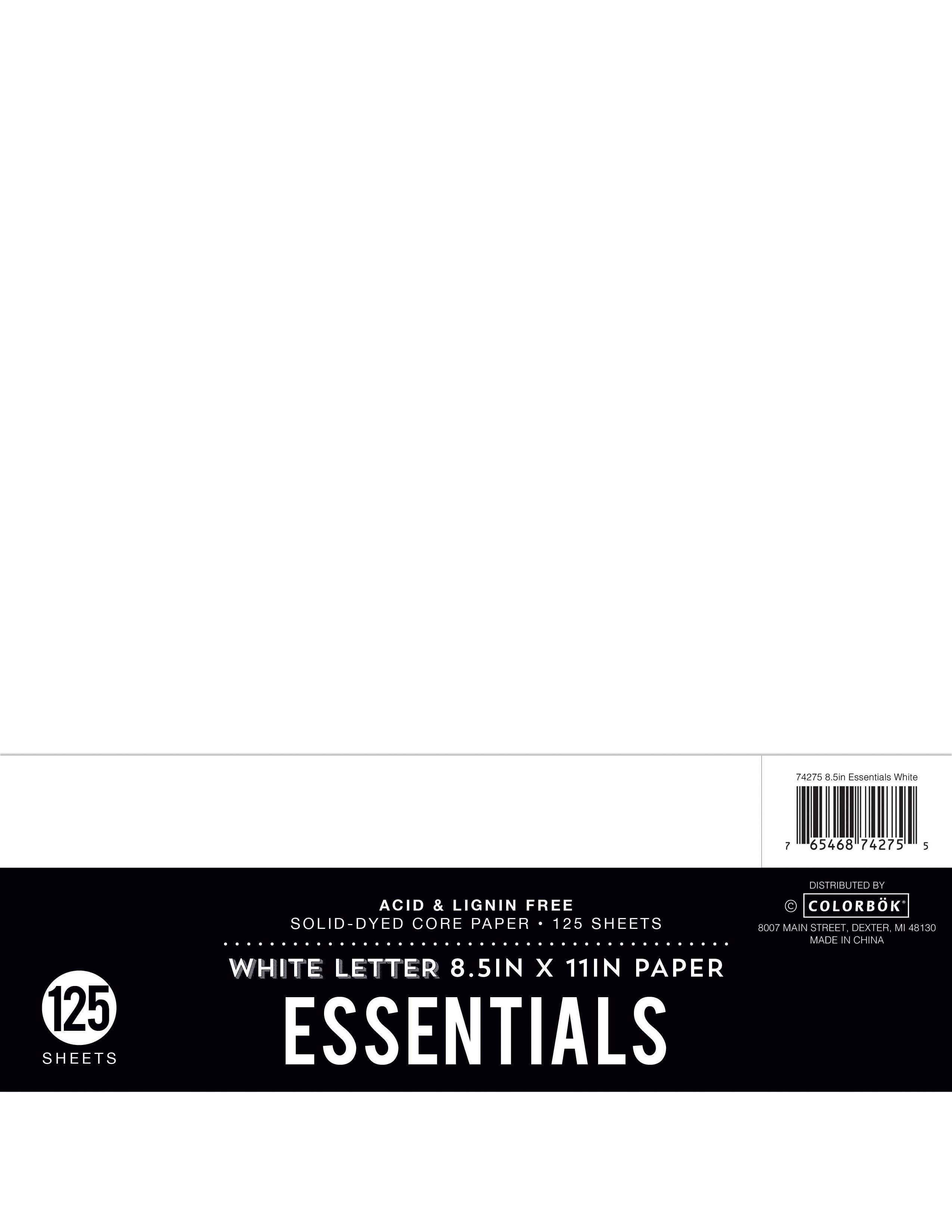 American Crafts Colorbok Essentials 24lb Cardstock 8.5"X11" 125/Pkg - White