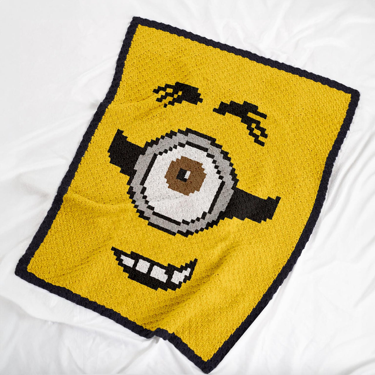 C2C Stuart Minion Face Baby Blanket Crochet Pattern
