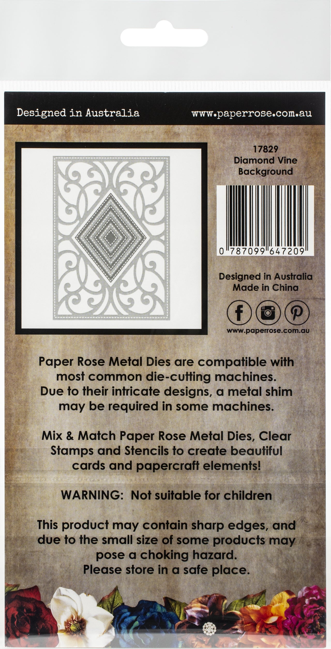 Paper Rose Dies - Diamond Vine Background