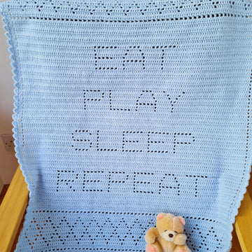 Eat Play Sleep Repeat Filet Blanket