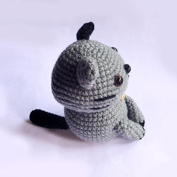 Grey Cat with Bell Crochet Amigurumi