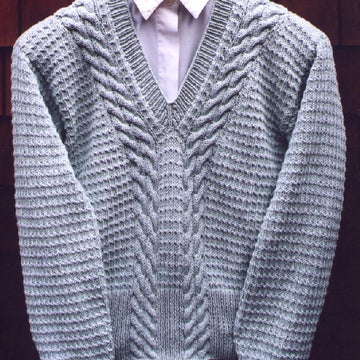 MS 177 Cabled V Neck Pullover