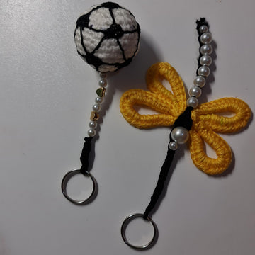 Crochet Football & Dragonfly key chain