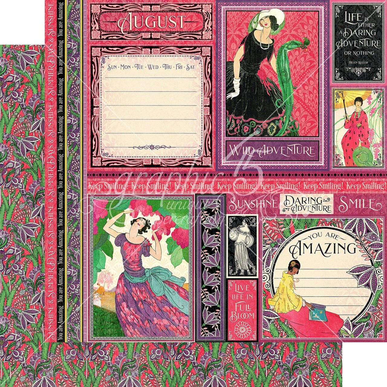 Graphic 45 Fashion Forward Double-Sided Cardstock 12"X12" 25/Pkg - August