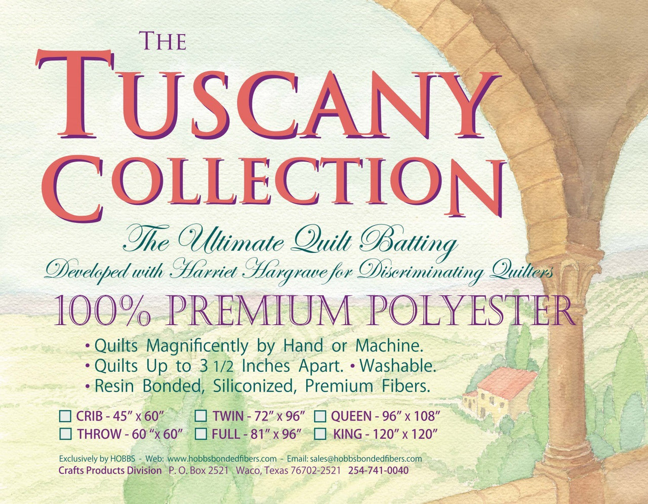 Hobbs Batting Tuscany Polyester 96in x 108in Queen