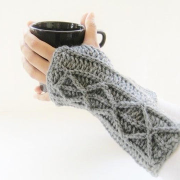 Adeline Fingerless Mittens with Faux Cables