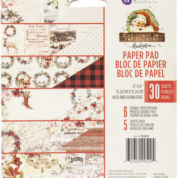 Prima Marketing Double-Sided Paper Pad 6"X6" 30/Pkg - Christmas In The Country, 6 Designs/5 Ea
