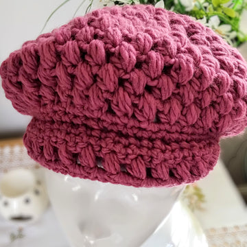 Chunky Retro Style Crochet Newsboy Cap
