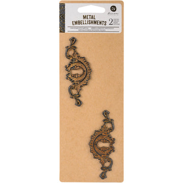 Prima Marketing Prima Metal Embellishments W/Antique Brass Finish - #10 Ornate Keyhole 3.25"X1.25" 2/Pkg
