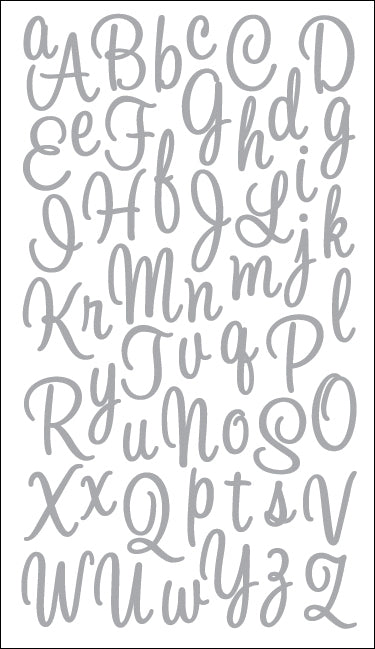 Sticko Alphabet Stickers - Sweetheart Script Small Glitter Silver