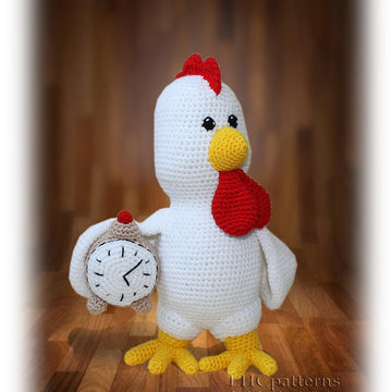 Rooster Crochet Pattern, Chicken Crochet Pattern, Crochet Farm Animals, Alarm Clock Crochet Pattern, Crochet Alarm Clock, Crochet Rooster