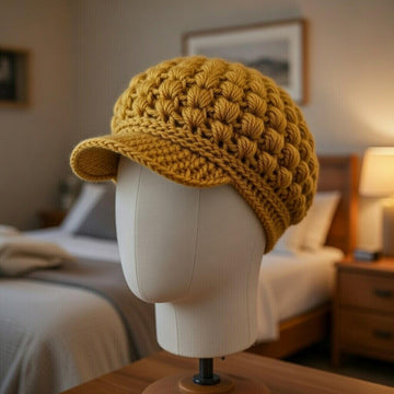 Crochet Beanie Hat Pattern + Video – Popcorn Stitch Bonnet PDF + Video Tutorial